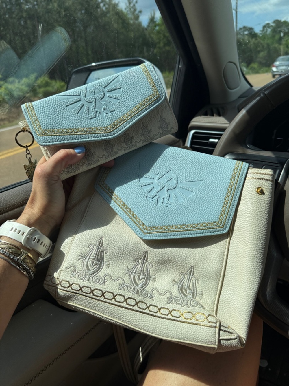 Danielle Nicole legends of Zelda Light Blue & Cream Mini Backpack and wallet